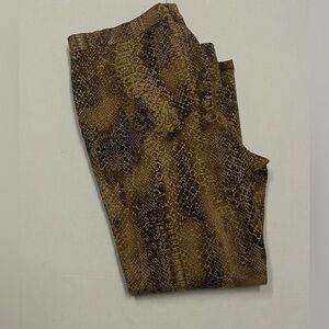 Plus Size Lauren Ralph Lauren Women’s Tan Snake Print Pants with Ankle Zipper